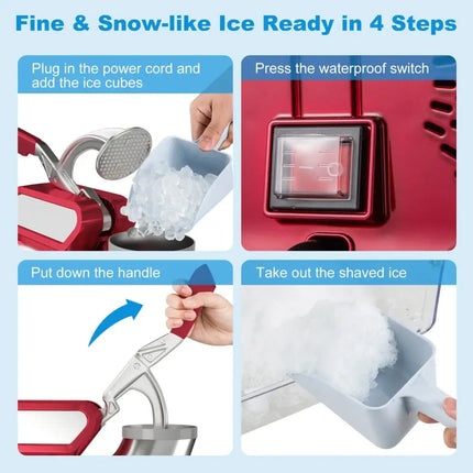 300W Commercial Ice Crusher with Dual Blades and Safety Switch-Red Costway