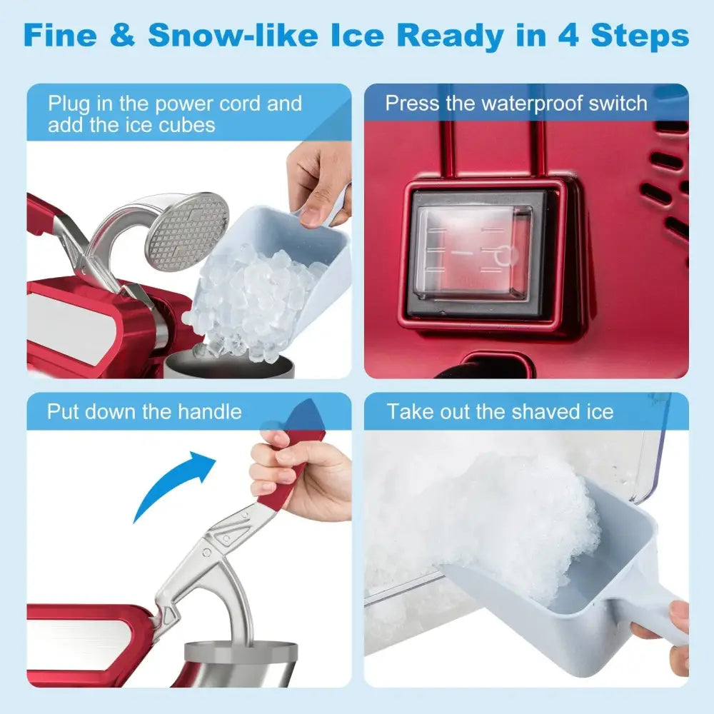 300W Commercial Ice Crusher with Dual Blades and Safety Switch-Red Costway