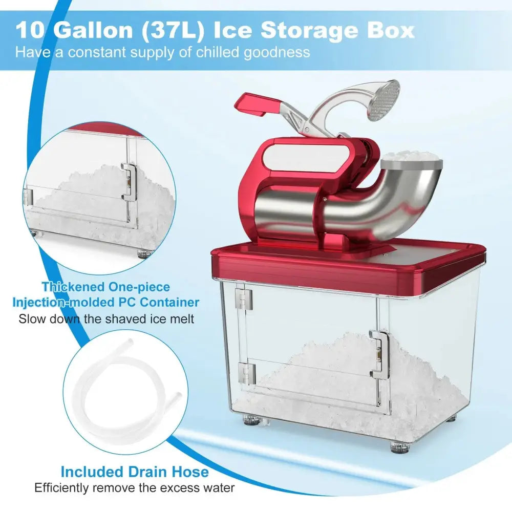 300W Commercial Ice Crusher with Dual Blades and Safety Switch-Red Costway