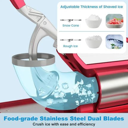 300W Commercial Ice Crusher with Dual Blades and Safety Switch-Red Costway