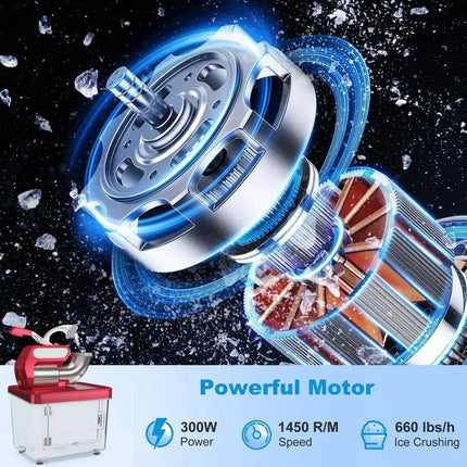 300W Commercial Ice Crusher with Dual Blades and Safety Switch-Red Costway