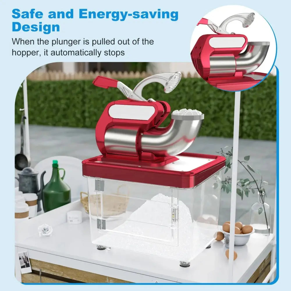 300W Commercial Ice Crusher with Dual Blades and Safety Switch-Red Costway