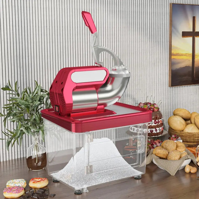 300W Commercial Ice Crusher with Dual Blades and Safety Switch-Red Costway