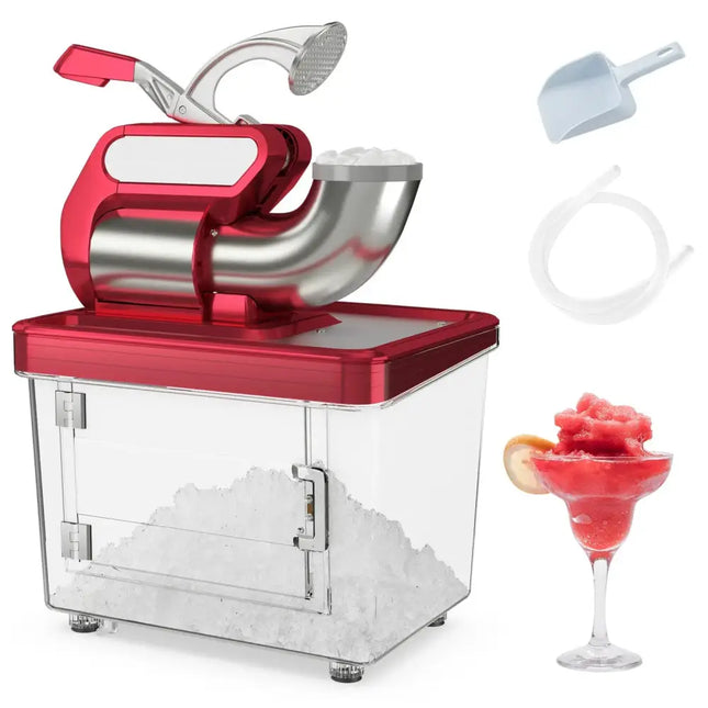 300W Commercial Ice Crusher with Dual Blades and Safety Switch-Red Costway