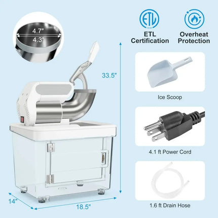 300W Commercial Ice Crusher with Dual Blades and Safety Switch-White Costway