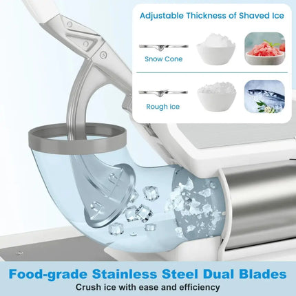 300W Commercial Ice Crusher with Dual Blades and Safety Switch-White Costway
