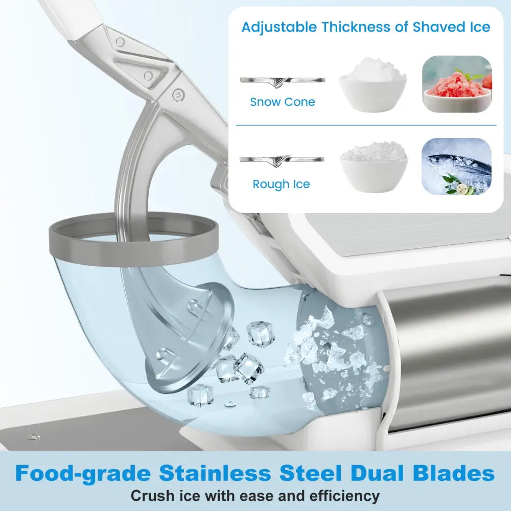 300W Commercial Ice Crusher with Dual Blades and Safety Switch-White - White - Ice Crushers & Shavers
