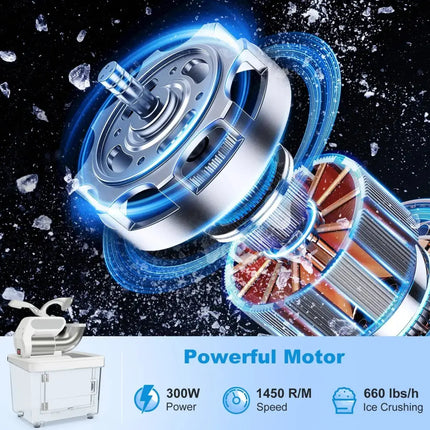 300W Commercial Ice Crusher with Dual Blades and Safety Switch-White Costway