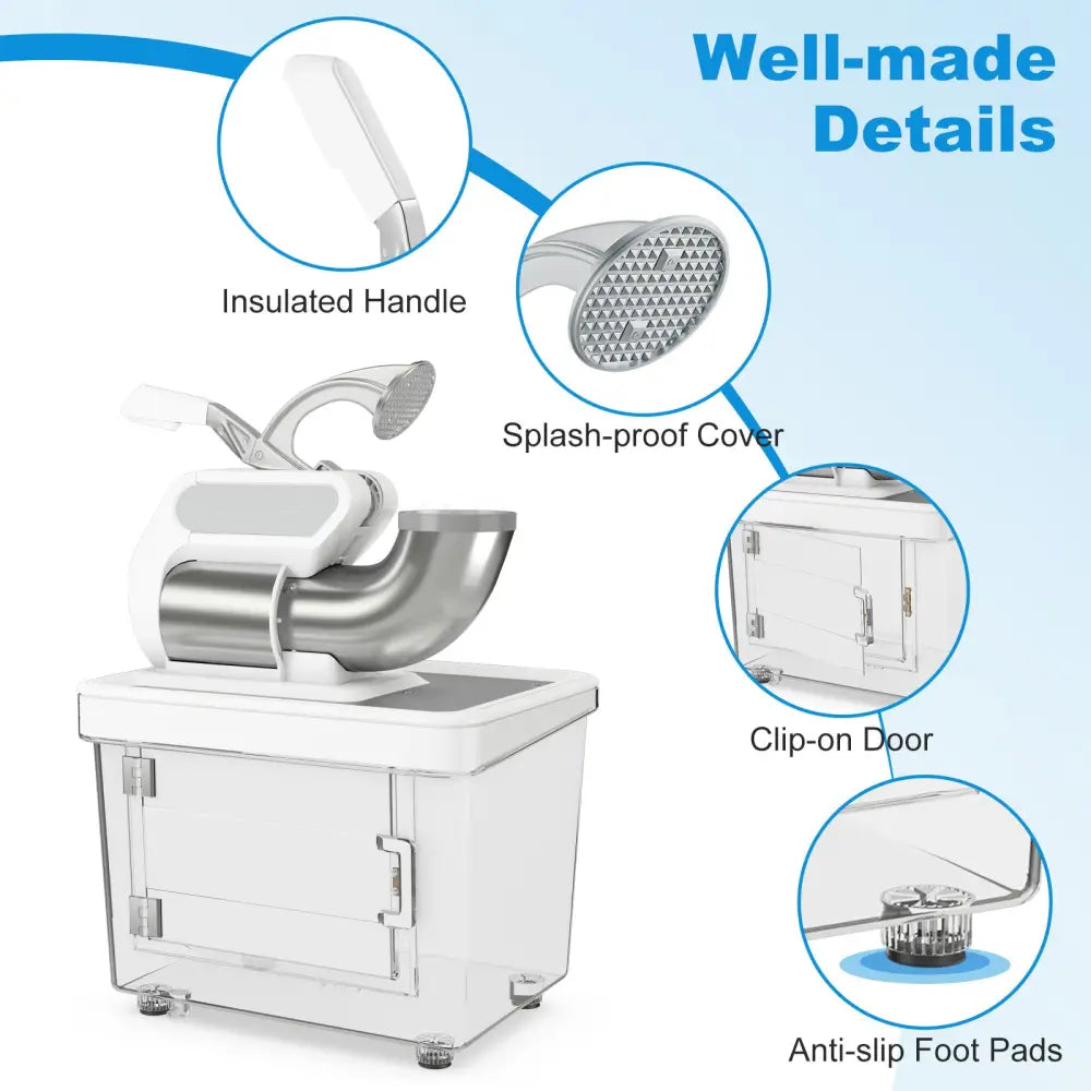 300W Commercial Ice Crusher with Dual Blades and Safety Switch-White - White - Ice Crushers & Shavers
