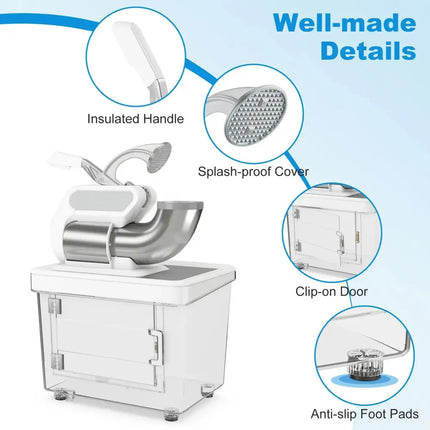 300W Commercial Ice Crusher with Dual Blades and Safety Switch-White Costway