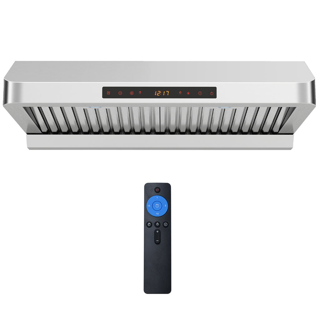 30 Inch Under Cabinet Range Hood with Oil Collector 900 CFM Stainless Steel Kitchen Vent-Silver
