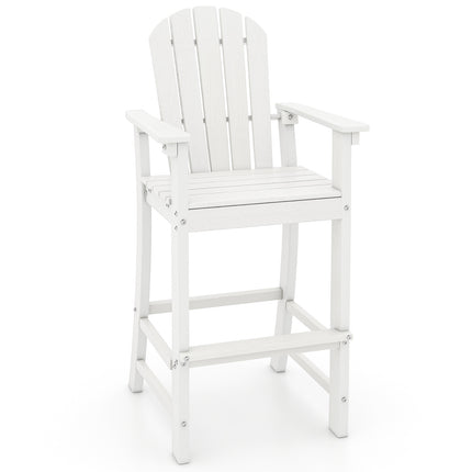 30 Inches Counter Height Outdoor HDPE Bar Stool with Armrests and Footrest-White