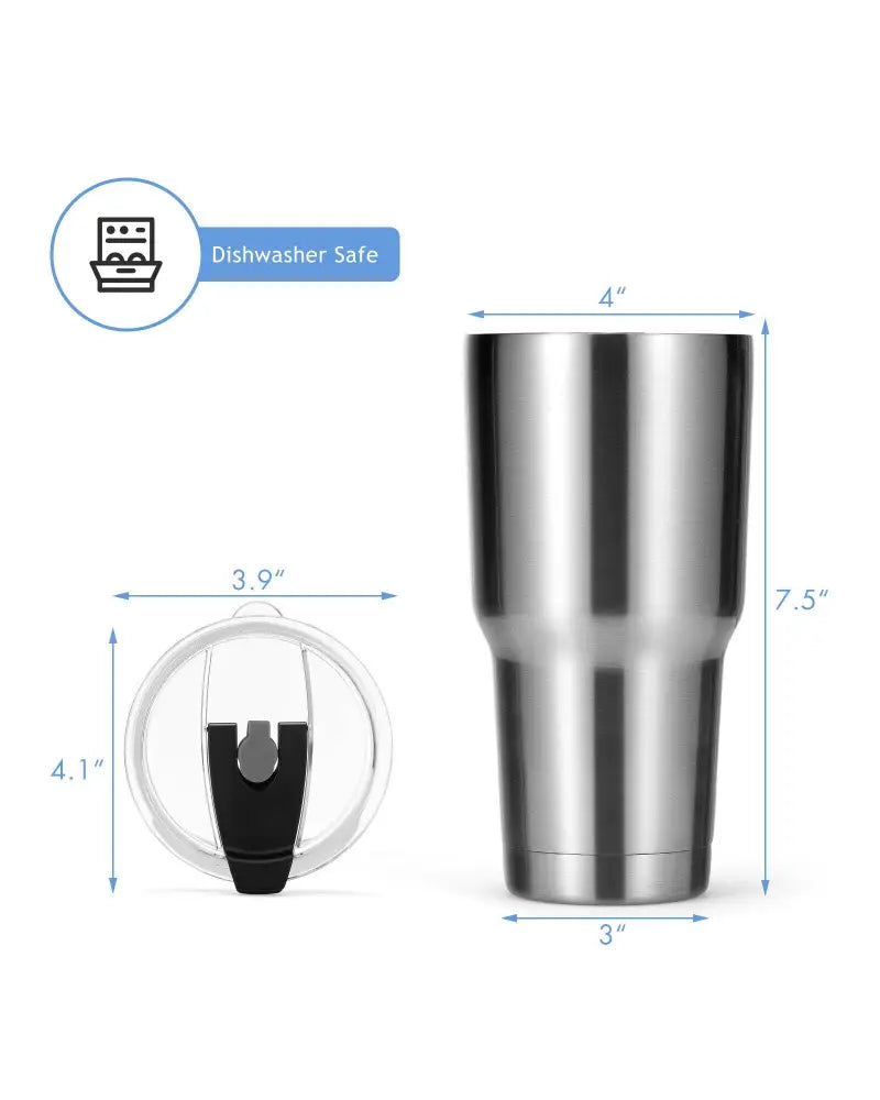 30oz Stainless Steel Tumbler Cup Double Wall Vacuum Insulated Mug with Lid - Silver - Kitchen Appliances
