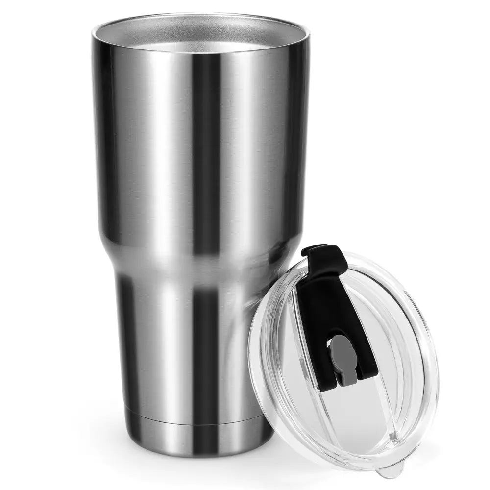 30oz Stainless Steel Tumbler Cup Double Wall Vacuum Insulated Mug with Lid - Silver - Kitchen Appliances