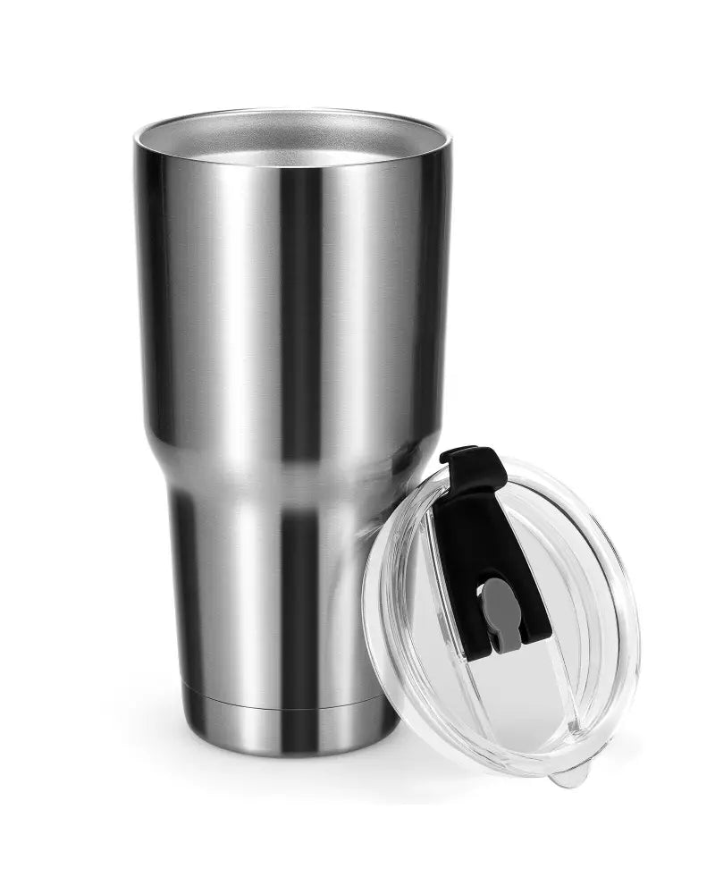 30oz Stainless Steel Tumbler Cup Double Wall Vacuum Insulated Mug with Lid - Silver - Kitchen Appliances