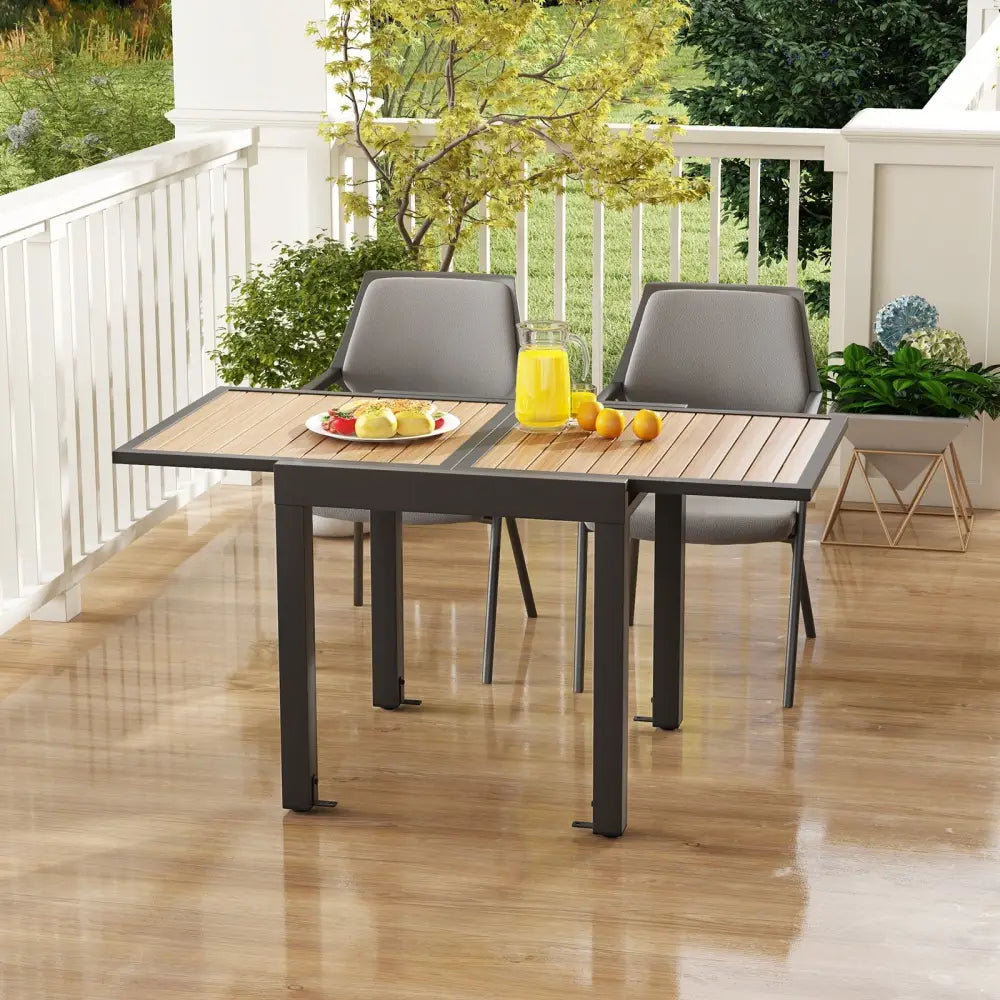 31.5-63 Inches Extendable Patio Table for 4-6 People-Natural - Natural - Patio Dining Tables