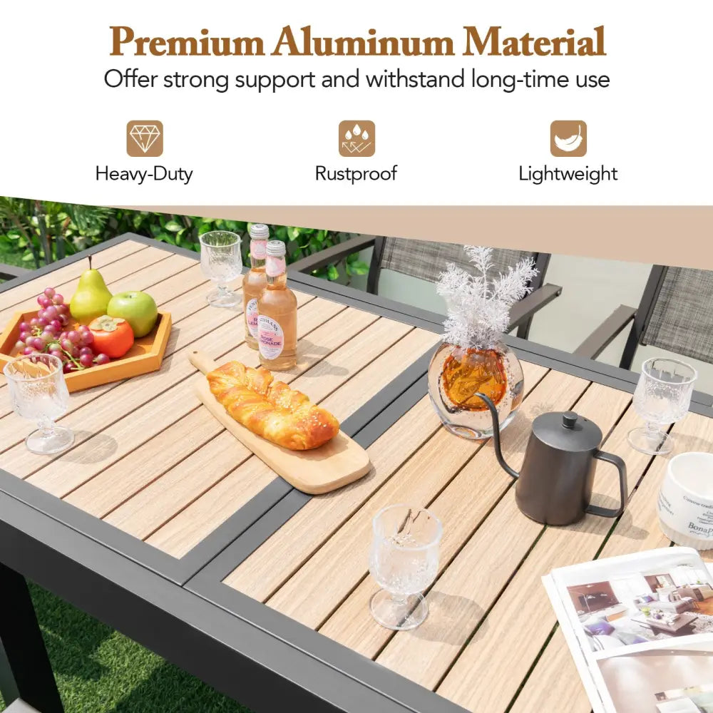 31.5-63 Inches Extendable Patio Table for 4-6 People-Natural - Natural - Patio Dining Tables
