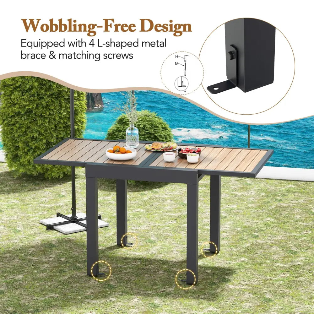 31.5-63 Inches Extendable Patio Table for 4-6 People-Natural - Natural - Patio Dining Tables