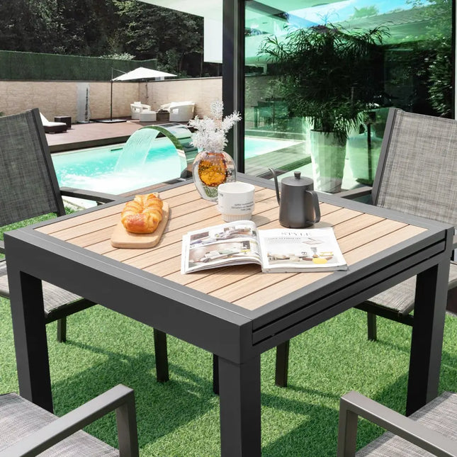 31.5-63 Inches Extendable Patio Table for 4-6 People-Natural - Natural - Patio Dining Tables