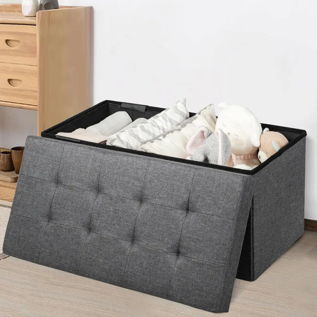 31.5 Inch Fabric Foldable Storage with Removable Storage Bin-Dark Gray - Dark Gray - Shoe Racks & Storage Benches