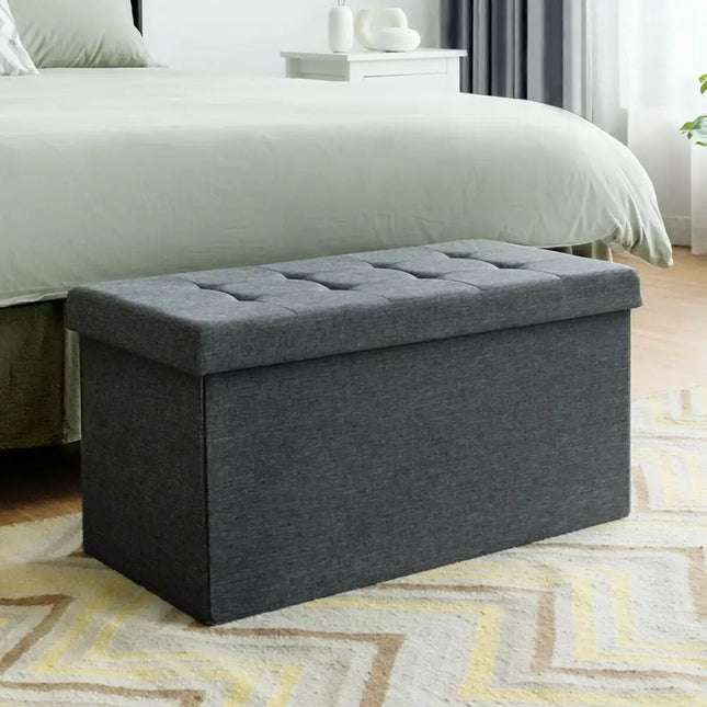 31.5 Inch Fabric Foldable Storage with Removable Storage Bin-Dark Gray - Dark Gray - Shoe Racks & Storage Benches