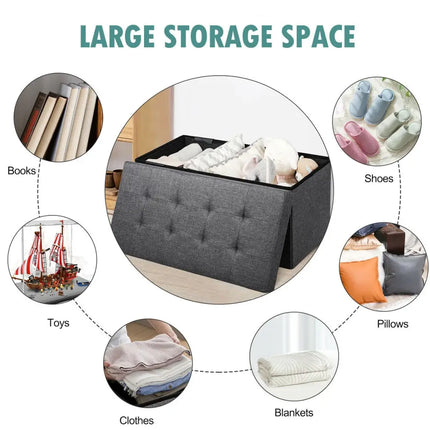 31.5 Inch Fabric Foldable Storage with Removable Storage Bin-Dark Gray - Dark Gray - Shoe Racks & Storage Benches