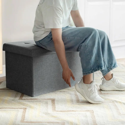 31.5 Inch Fabric Foldable Storage with Removable Storage Bin-Light Gray - Light Gray - Shoe Racks & Storage Benches