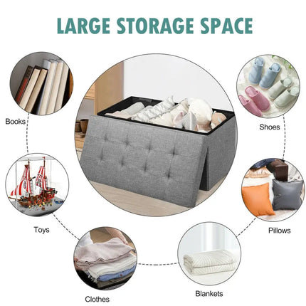 31.5 Inch Fabric Foldable Storage with Removable Storage Bin-Light Gray - Light Gray - Shoe Racks & Storage Benches