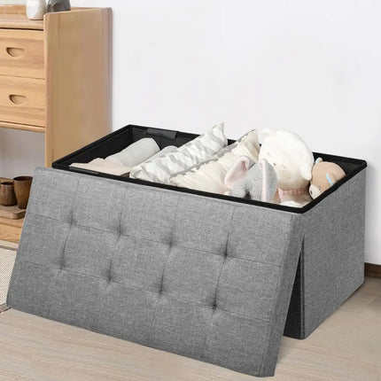 31.5 Inch Fabric Foldable Storage with Removable Storage Bin-Light Gray - Light Gray - Shoe Racks & Storage Benches
