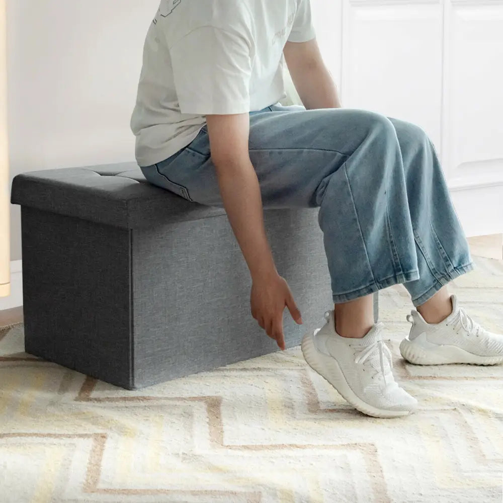 31.5 Inch Fabric Foldable Storage with Removable Storage Bin-Light Gray - Light Gray - Shoe Racks & Storage Benches