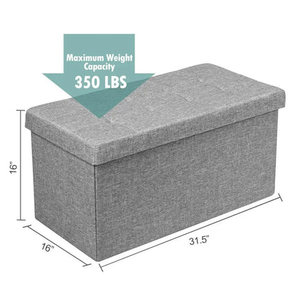 31.5 Inch Fabric Foldable Storage with Removable Storage Bin-Light Gray - Light Gray - Shoe Racks & Storage Benches