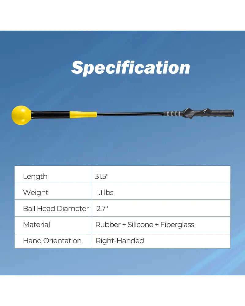 31.5 Inch Golf Swing Trainer Aid with Weighted Head for Grip Rhythm Balance-Yellow - Yellow - Golf