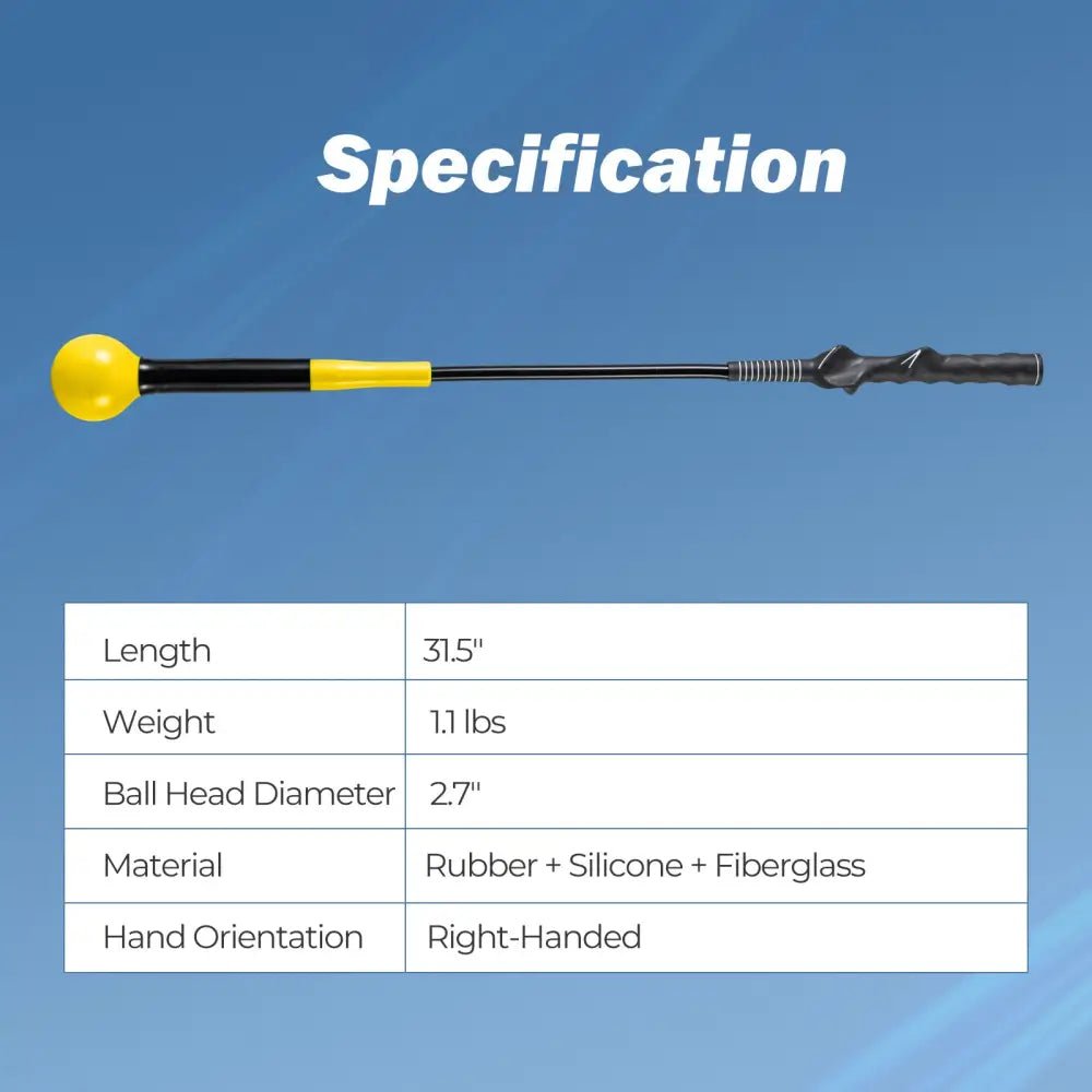 31.5 Inch Golf Swing Trainer Aid with Weighted Head for Grip Rhythm Balance-Yellow - Yellow - Golf