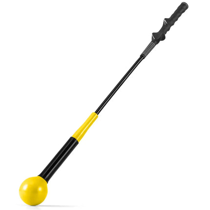 31.5 Inch Golf Swing Trainer Aid with Weighted Head for Grip Rhythm Balance-Yellow - Yellow - Golf