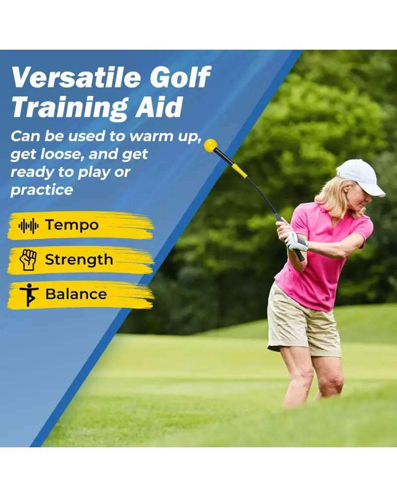31.5 Inch Golf Swing Trainer Aid with Weighted Head for Grip Rhythm Balance-Yellow - Yellow - Golf