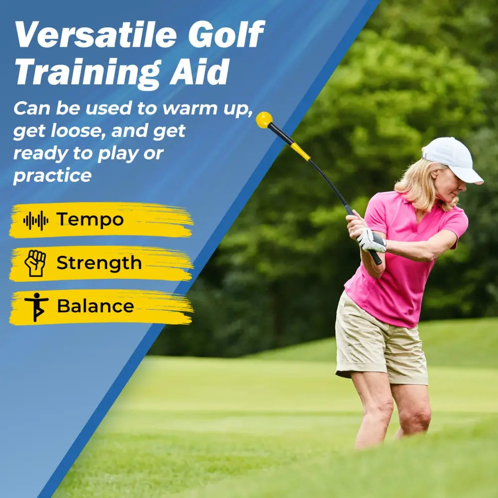 31.5 Inch Golf Swing Trainer Aid with Weighted Head for Grip Rhythm Balance-Yellow - Yellow - Golf