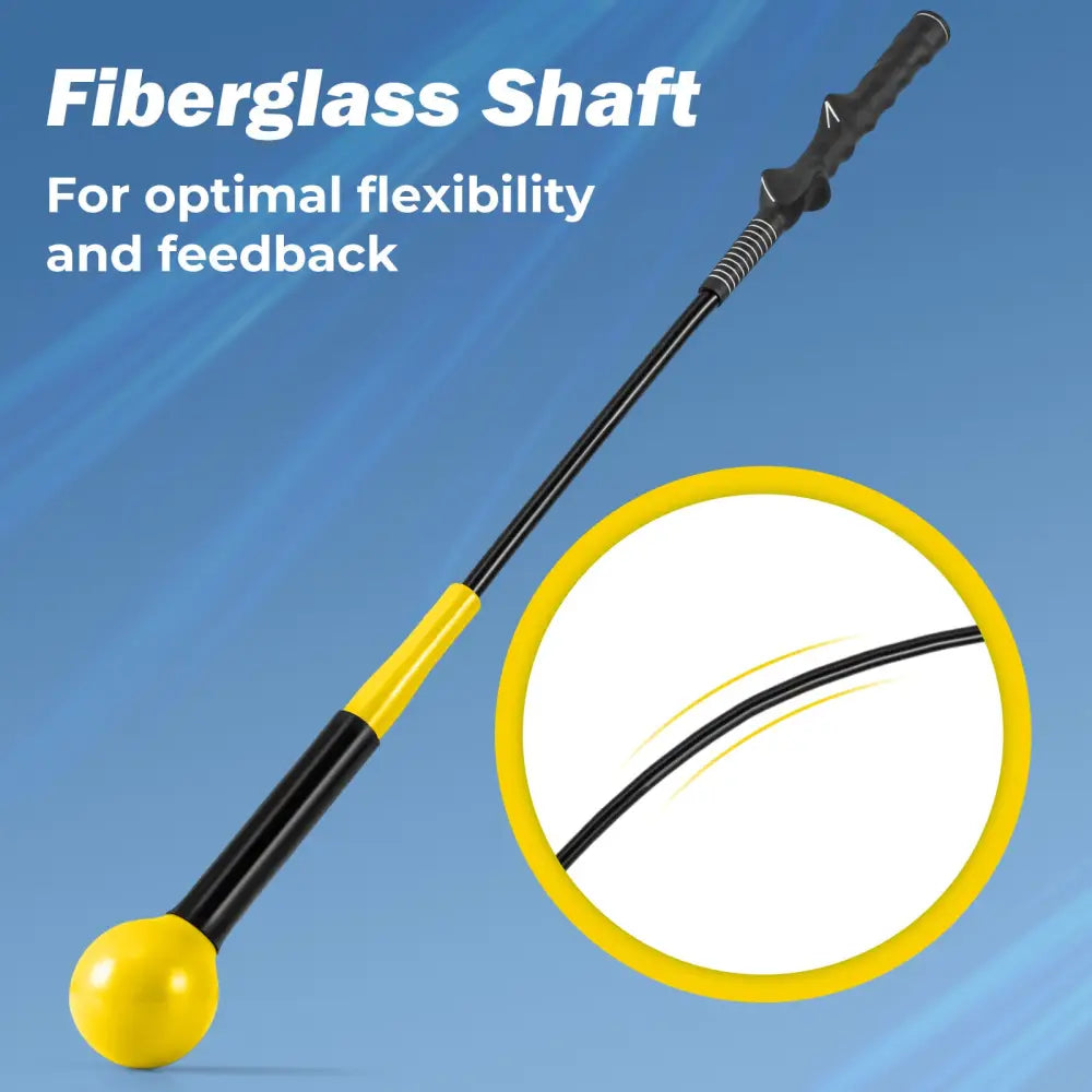 31.5 Inch Golf Swing Trainer Aid with Weighted Head for Grip Rhythm Balance-Yellow - Yellow - Golf