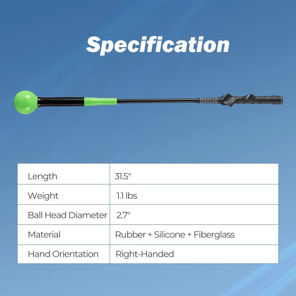 31.5 Inch Golf Swing Trainer Aid with Weighted Head for Grip Rhythm Balance-Green - Green - Golf