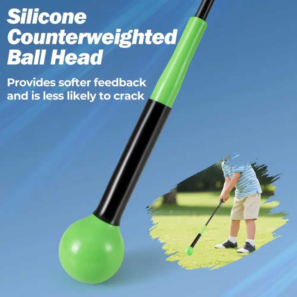 31.5 Inch Golf Swing Trainer Aid with Weighted Head for Grip Rhythm Balance-Green - Green - Golf