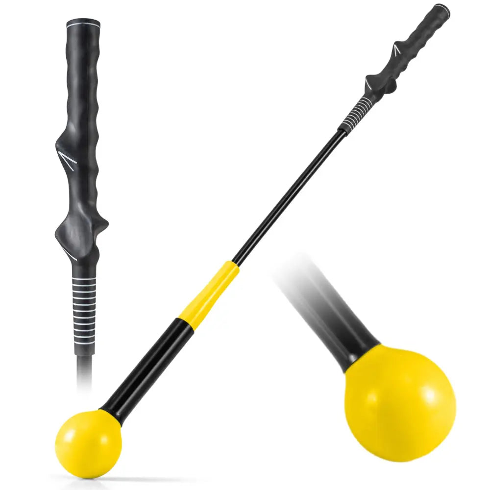 31.5 Inch Golf Swing Trainer Aid with Weighted Head for Grip Rhythm Balance-Yellow - Yellow - Golf