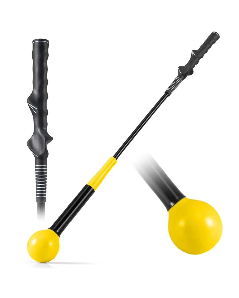 31.5 Inch Golf Swing Trainer Aid with Weighted Head for Grip Rhythm Balance-Yellow - Yellow - Golf