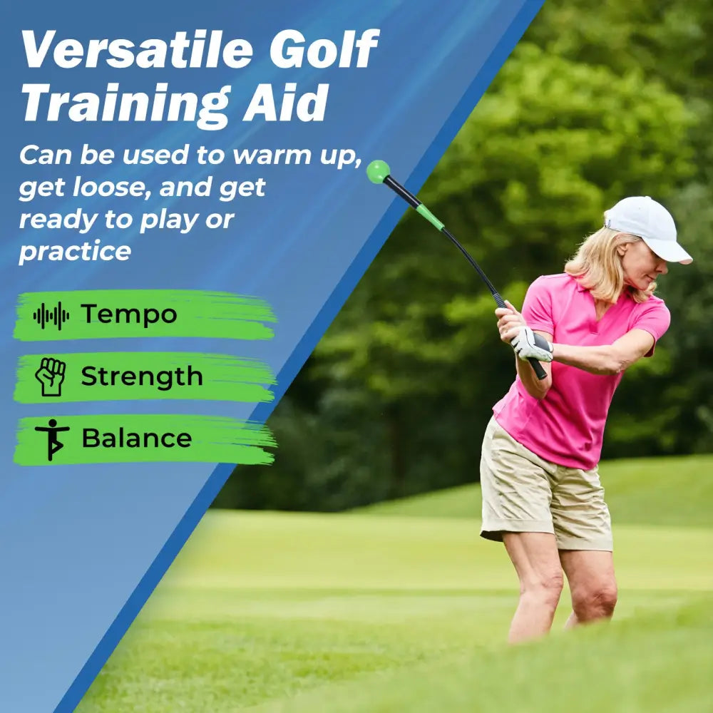 31.5 Inch Golf Swing Trainer Aid with Weighted Head for Grip Rhythm Balance-Green - Green - Golf