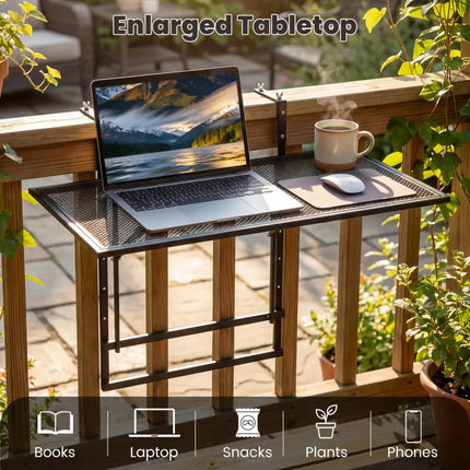 31.5 Inch Large Metal Folding Bar Table with 5-Position Adjustable Height - Patio Tables