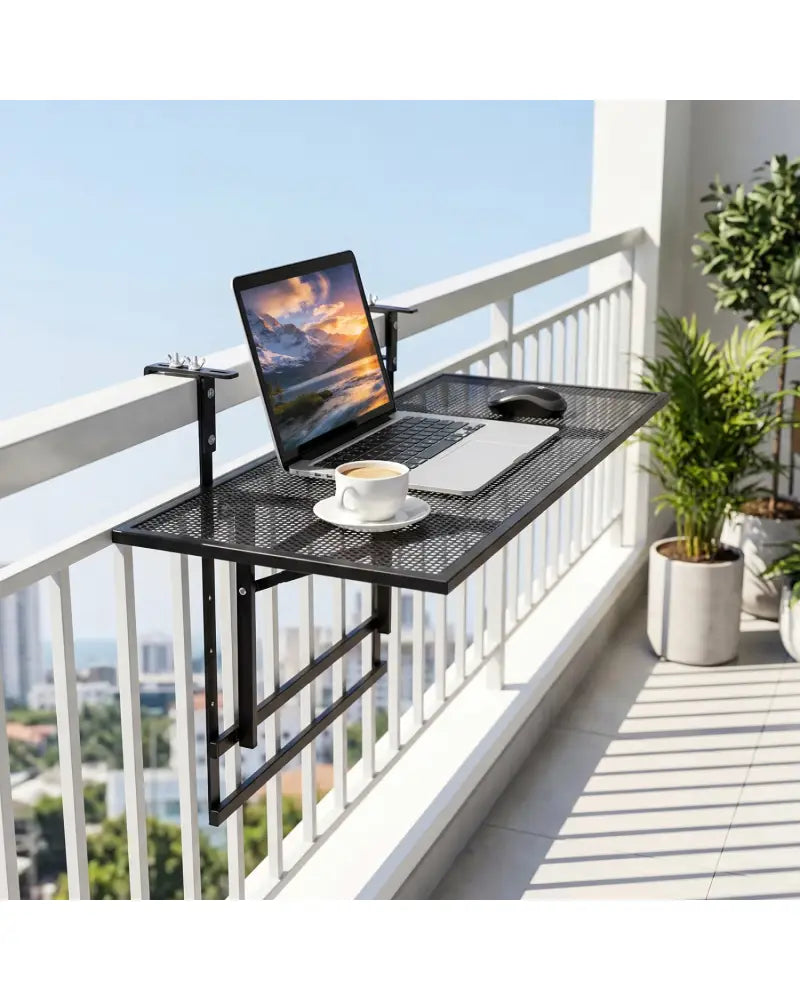 31.5 Inch Large Metal Folding Bar Table with 5-Position Adjustable Height - Patio Tables