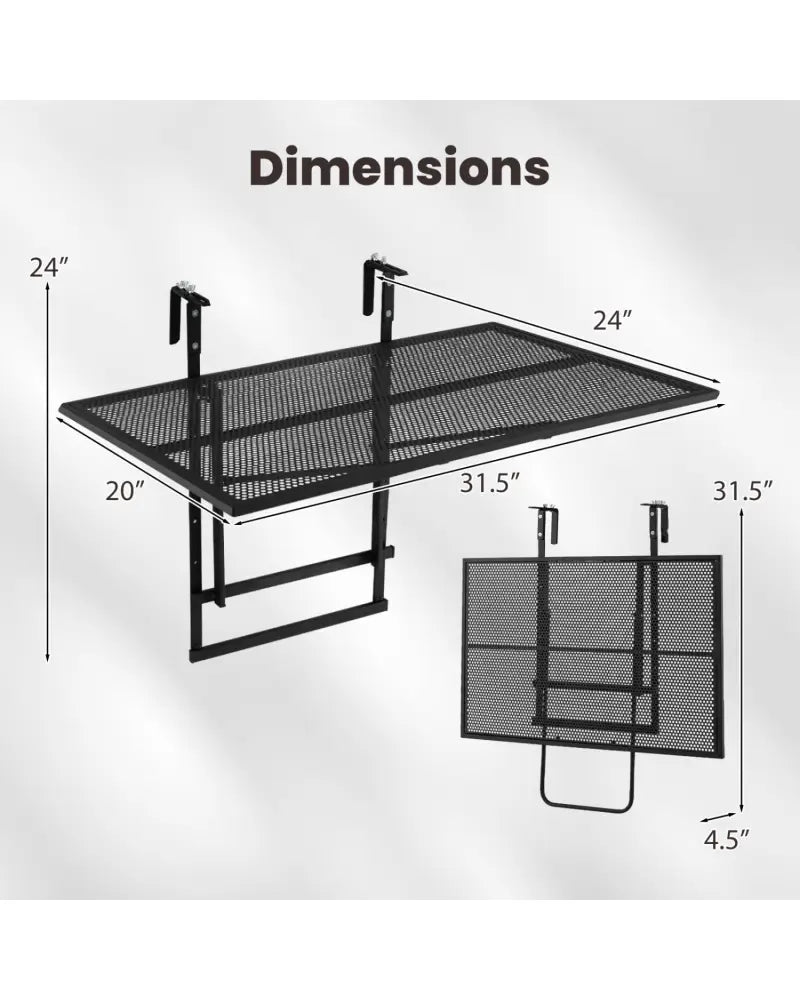 31.5 Inch Large Metal Folding Bar Table with 5-Position Adjustable Height - Patio Tables