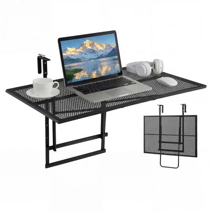 31.5 Inch Large Metal Folding Bar Table with 5-Position Adjustable Height - Patio Tables
