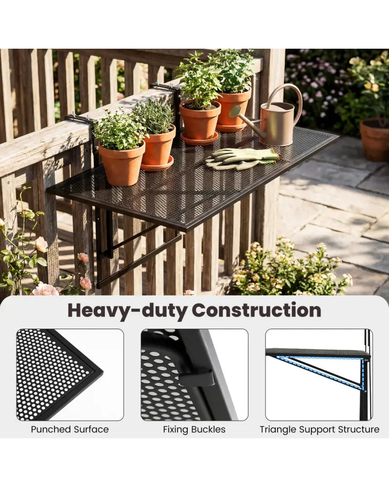 31.5 Inch Large Metal Folding Bar Table with 5-Position Adjustable Height - Patio Tables