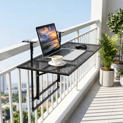 31.5 Inch Large Metal Folding Bar Table with 5-Position Adjustable Height - Patio Tables