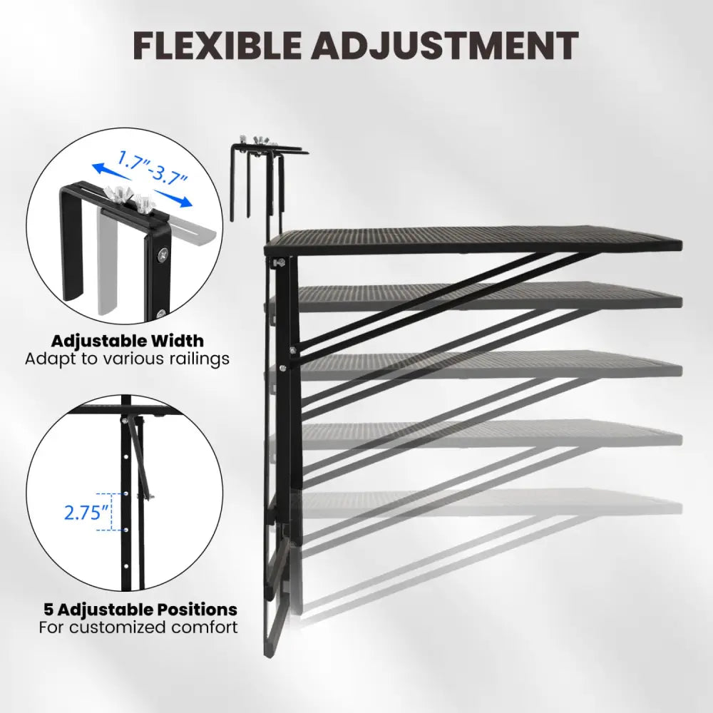 31.5 Inch Large Metal Folding Bar Table with 5-Position Adjustable Height - Patio Tables