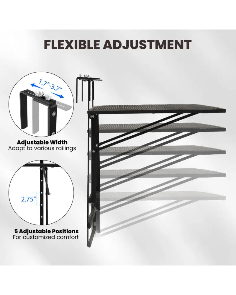 31.5 Inch Large Metal Folding Bar Table with 5-Position Adjustable Height - Patio Tables